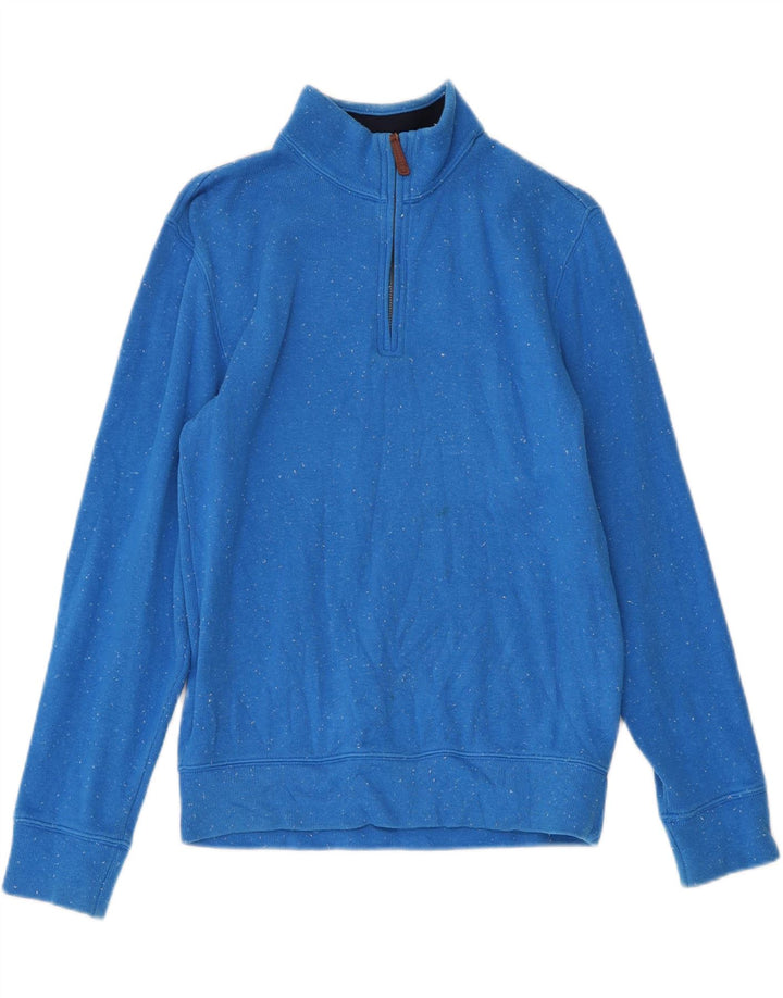 LANDS END Mens Zip Neck Jumper Sweater Small Blue Vintage Lands End and Second-Hand Lands End from Messina Hembry 