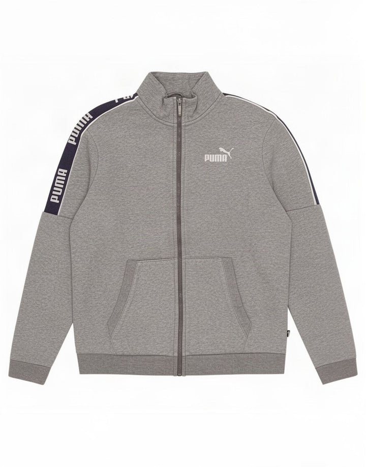 Puma Mens Graphic Tracksuit Top Jacket Medium Grey Colourblock Cotton