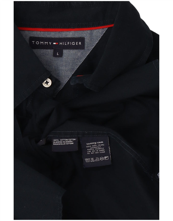 TOMMY HILFIGER Mens Shirt Large Navy Blue Cotton