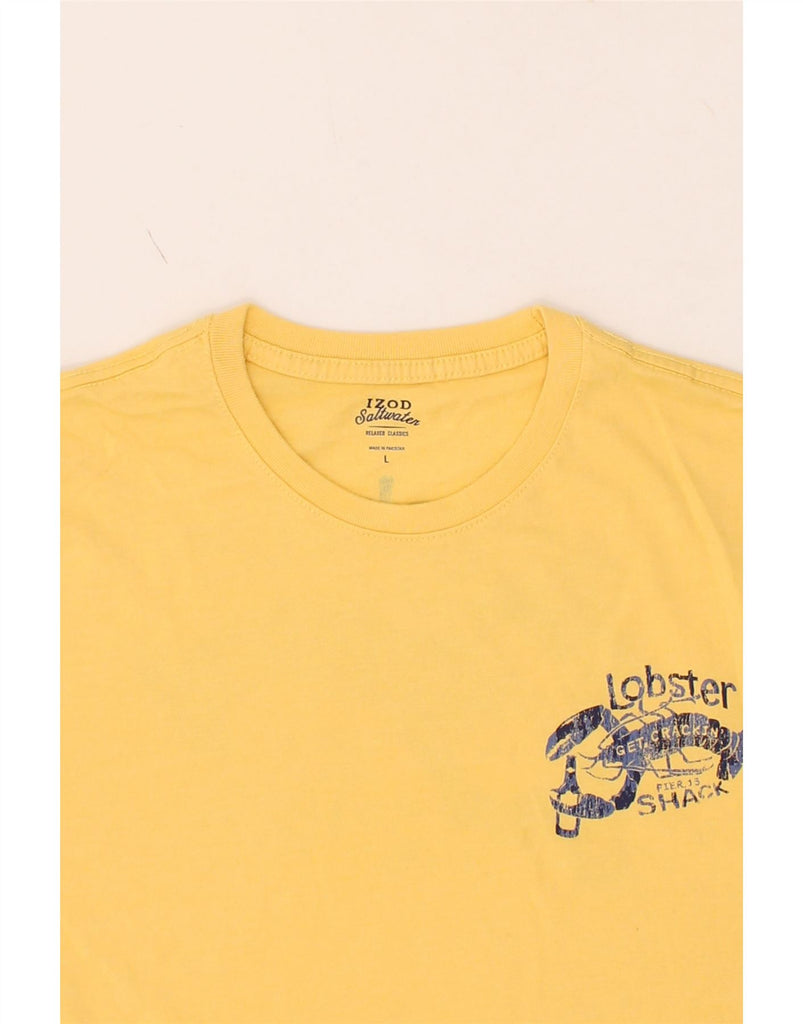 IZOD Mens Salt Water Relaxed Fit Graphic T-Shirt Top Large Yellow Vintage Izod and Second-Hand Izod from Messina Hembry 
