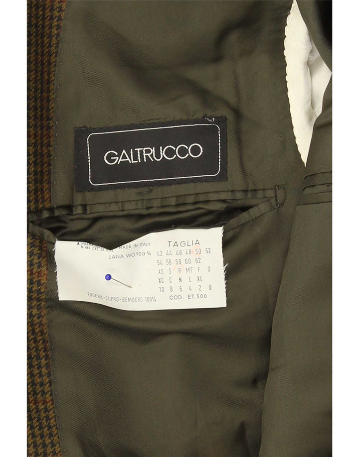 Galtrucco Mens Regular Fit Blazer Jacket IT 50 Large Khaki Houndstooth