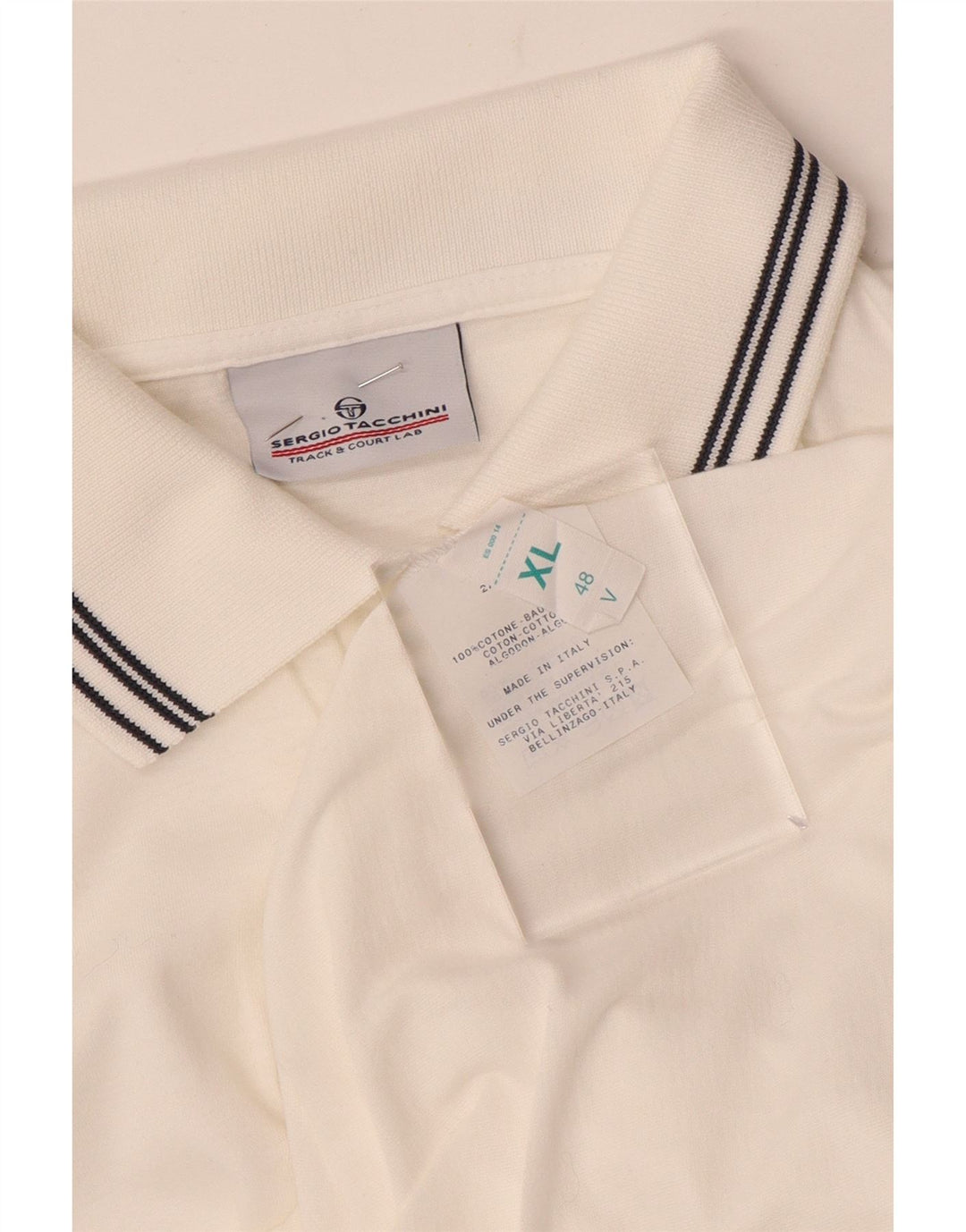 Sergio Tacchini Womens Polo Shirt IT 48 XL White Cotton
