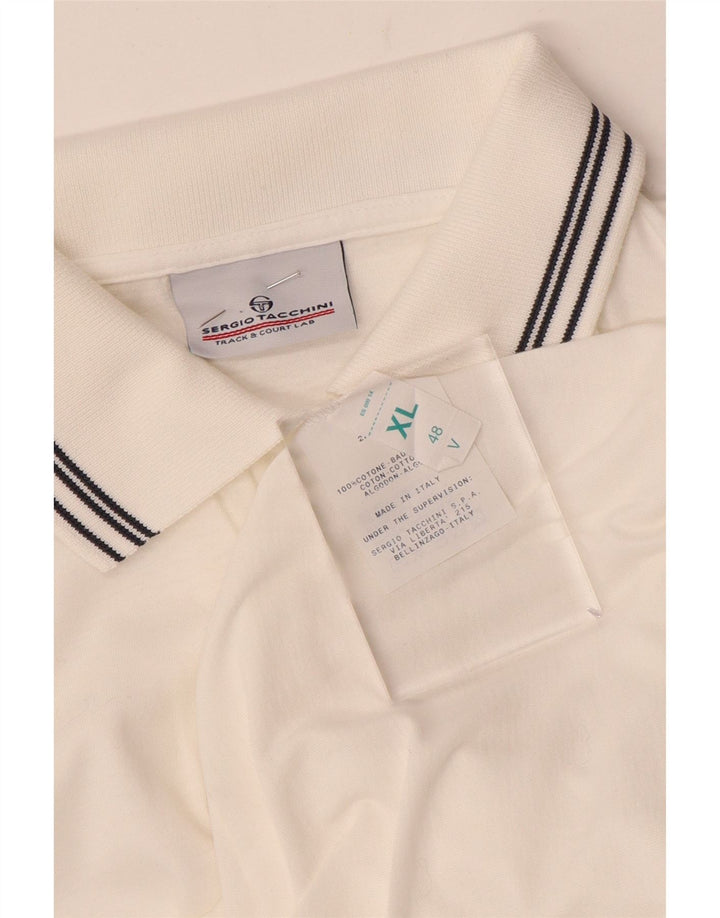 Sergio Tacchini Womens Polo Shirt IT 48 XL White Cotton