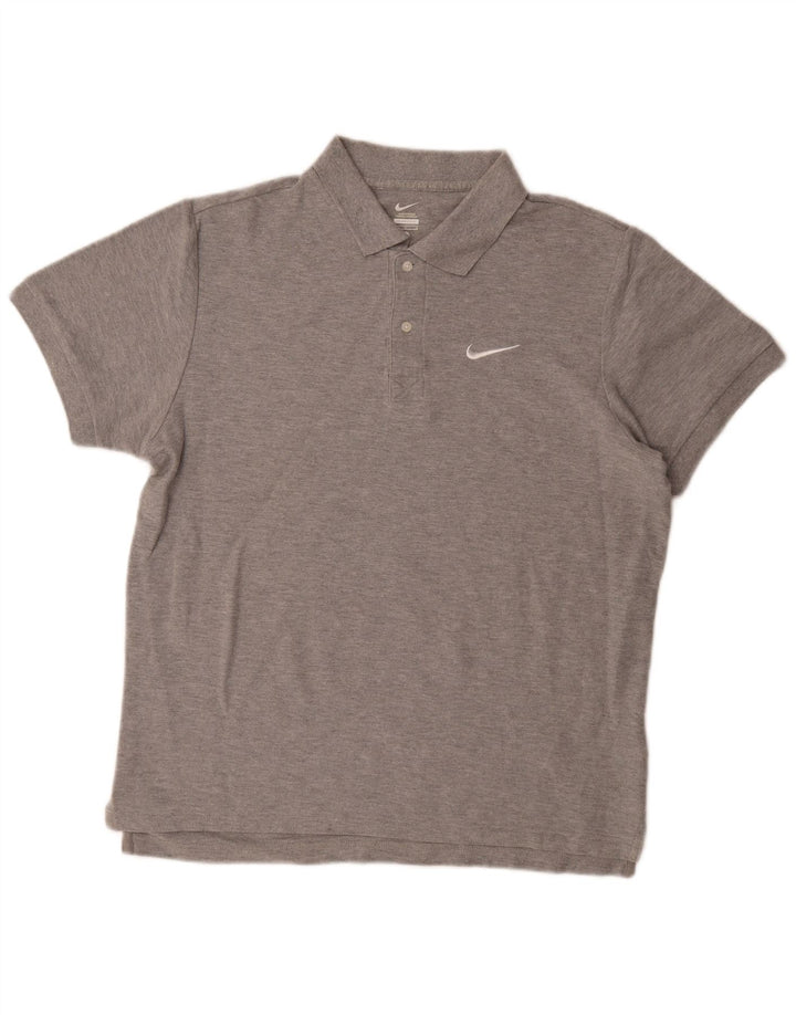 NIKE Mens Polo Shirt Large Grey Cotton