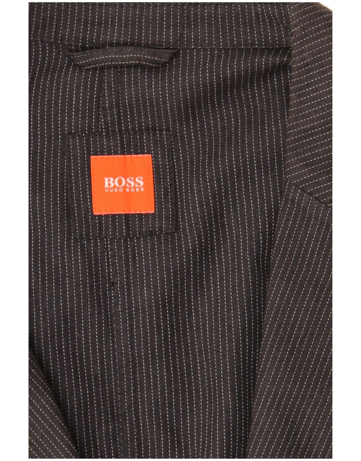 HUGO BOSS Mens 2 Button Blazer Jacket UK 42 XL Grey Pinstripe