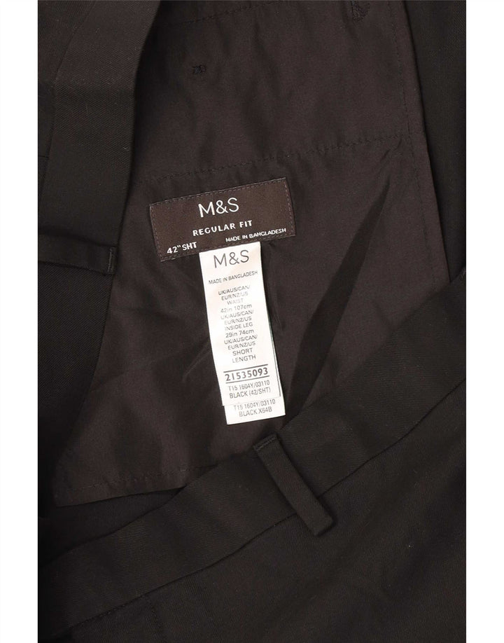 Marks & Spencer Mens Straight Regular Fit Suit Trousers W42 L29 Black