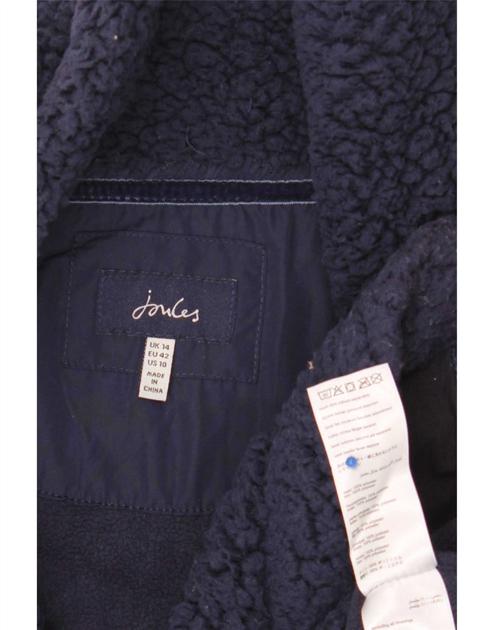 Joules Womens Zip Neck Fleece Jumper UK 14 Large Navy Blue Polyester