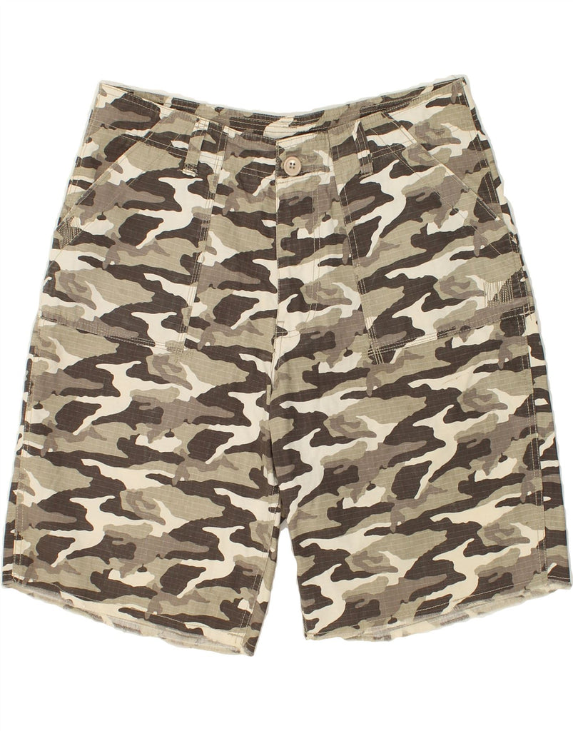 IDENTIC Mens Casual Shorts EU 50 Large W36 Grey Camouflage Cotton | Vintage Identic | Thrift | Second-Hand Identic | Used Clothing | Messina Hembry 