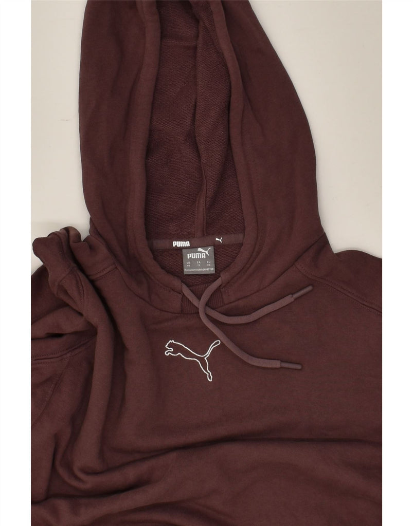 PUMA Womens Oversized Hoodie Jumper UK 6 XS Maroon Cotton | Vintage Puma | Thrift | Second-Hand Puma | Used Clothing | Messina Hembry 