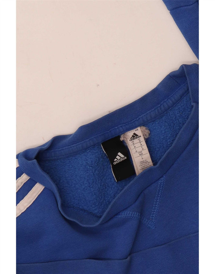 Adidas Womens Sweatshirt Jumper UK 14 Medium Blue Cotton