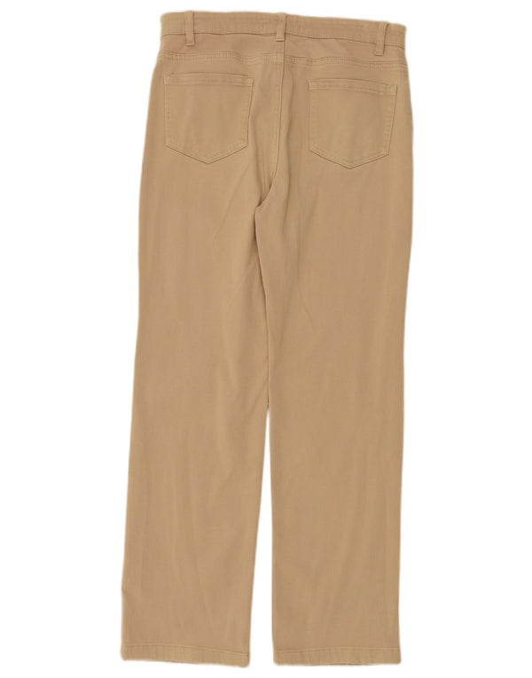Marks & Spencer Womens Straight Casual Trousers UK 12 Medium W30 L28 Beige