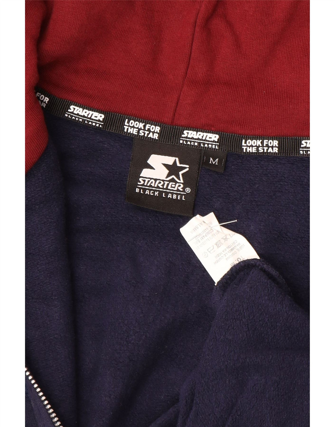Starter Mens Zip Hoodie Sweater Medium Navy Blue Cotton