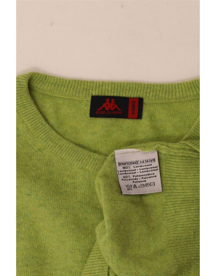 Kappa Mens Crew Neck Jumper Sweater XL Green Lambswool