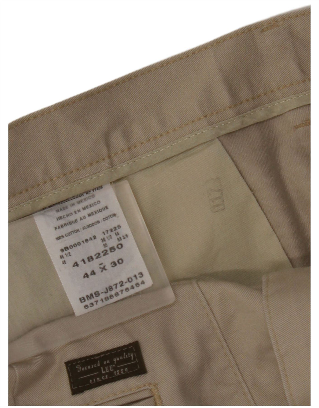 LEE Mens Straight Chino Trousers W44 L27 Beige Cotton