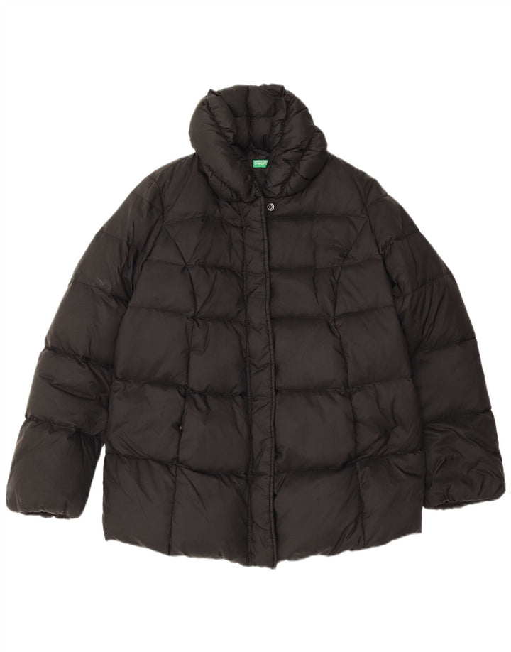Benetton Womens Oversized Padded Jacket UK 6 XS Black Polyamide
