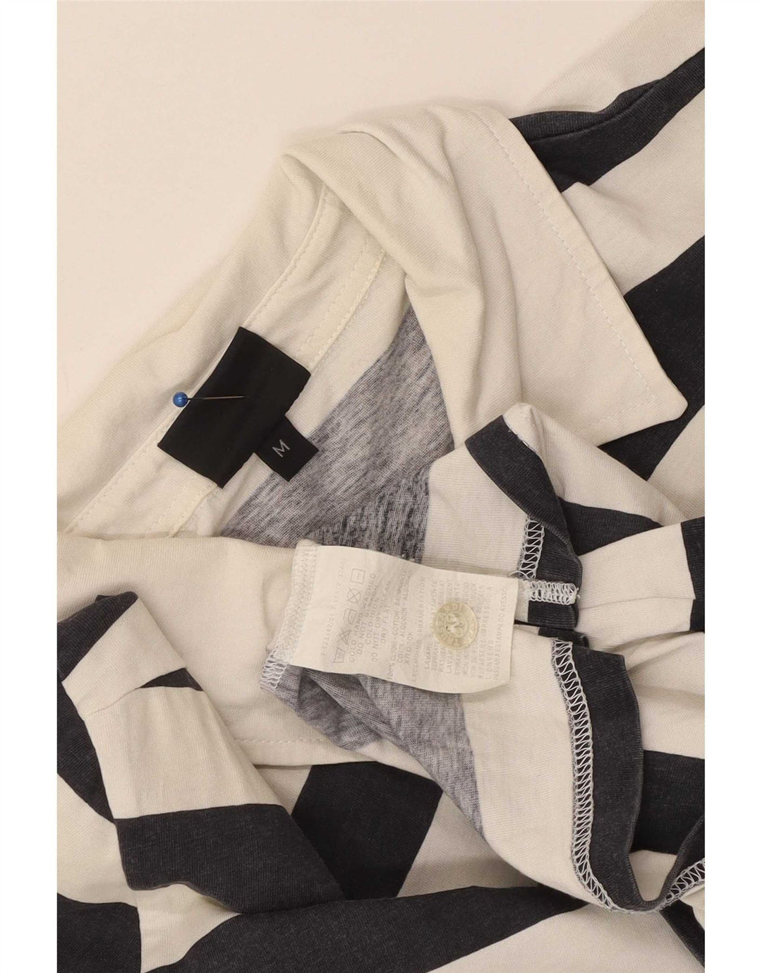 Trussardi Mens Polo Shirt Medium White Striped Cotton
