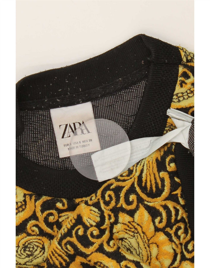 Zara Mens Sweatshirt Jumper Small Black Floral Polyester