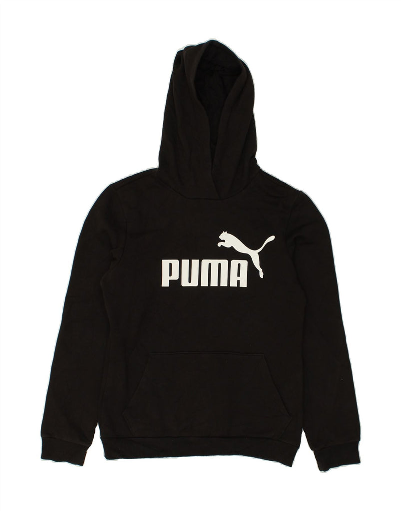 PUMA Boys Graphic Hoodie Jumper 13-14 Years Black Cotton | Vintage Puma | Thrift | Second-Hand Puma | Used Clothing | Messina Hembry 