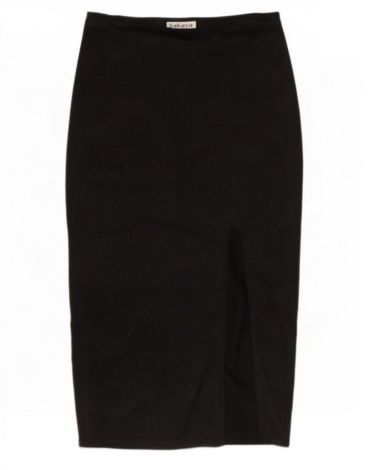 Vintage Womens Pencil Skirt W32 Large Black Nylon