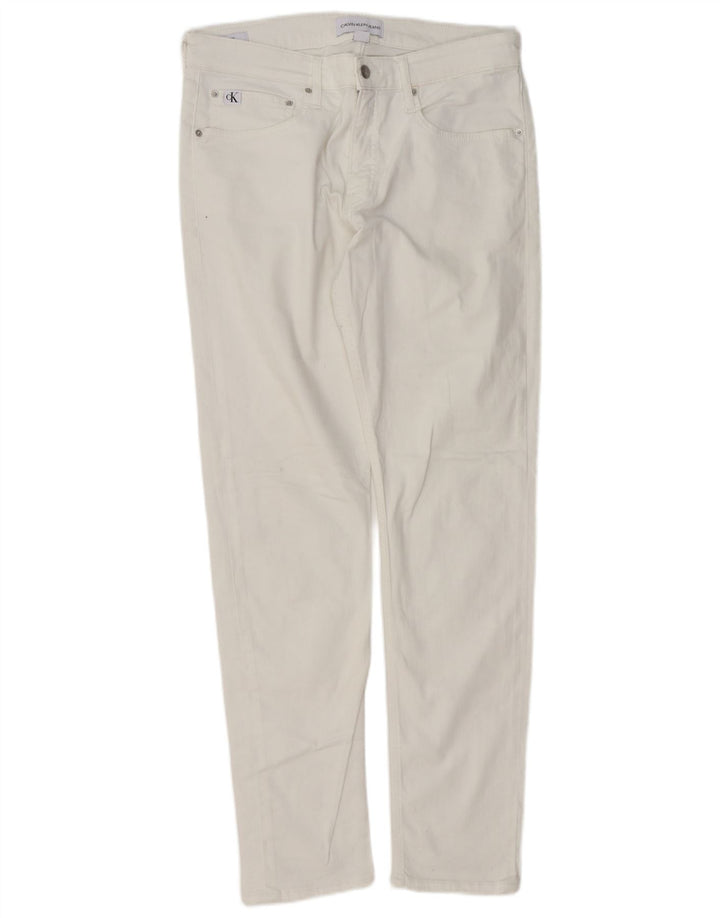 Calvin Klein Womens Slim Jeans W34 L32 White Cotton