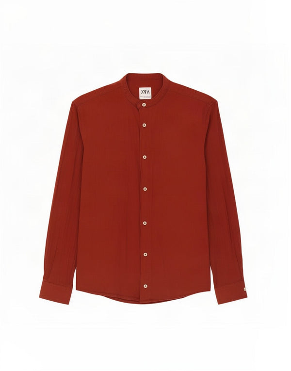 Zara Mens Relaxed Fit Shirt Small Maroon