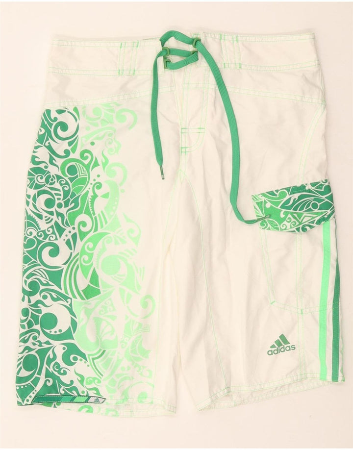 ADIDAS Mens Swimming Shorts XS  White Paisley Polyester