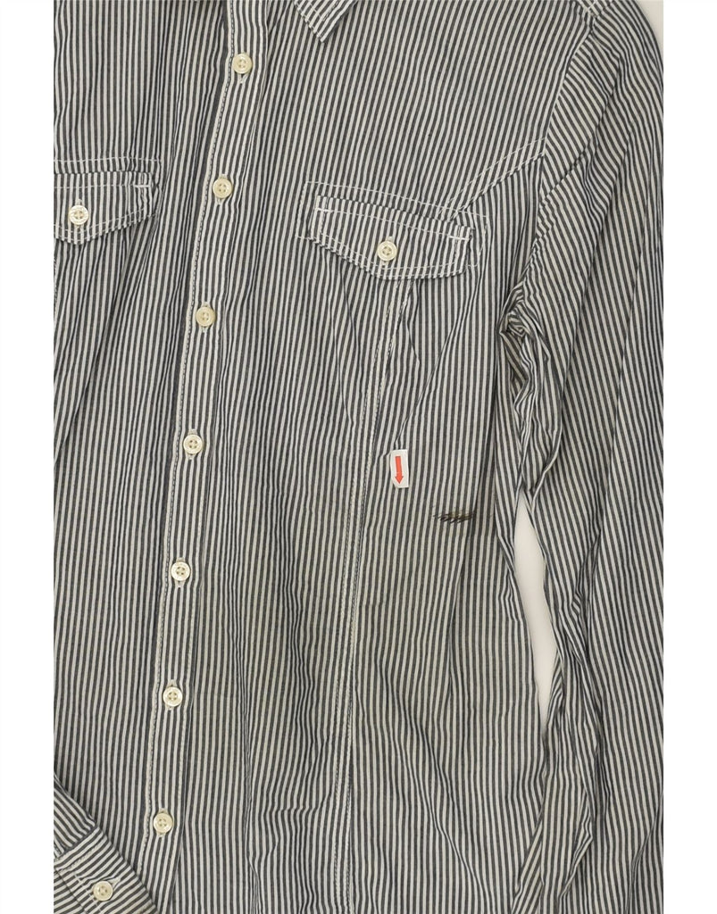 TOMMY HILFIGER Womens Shirt UK 8 Small Grey Pinstripe Cotton | Vintage Tommy Hilfiger | Thrift | Second-Hand Tommy Hilfiger | Used Clothing | Messina Hembry 