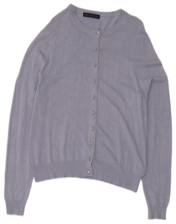 Marks & Spencer Womens Cardigan Sweater UK 14 Large  Blue Viscose