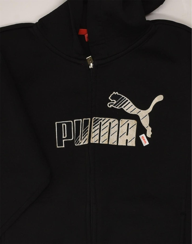 PUMA Girls Graphic Zip Hoodie Sweater 11-12 Years Black Polyester | Vintage Puma | Thrift | Second-Hand Puma | Used Clothing | Messina Hembry 