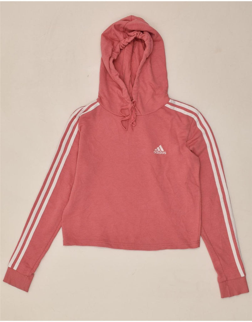 ADIDAS Womens Crop Hoodie Jumper UK 4/6 XS Pink Cotton | Vintage Adidas | Thrift | Second-Hand Adidas | Used Clothing | Messina Hembry 