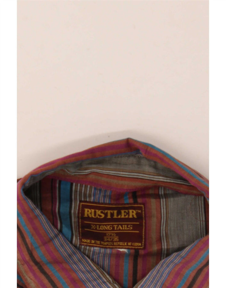 Rustler Mens Tall Shirt Size 17 1/2 XL Multicoloured Striped