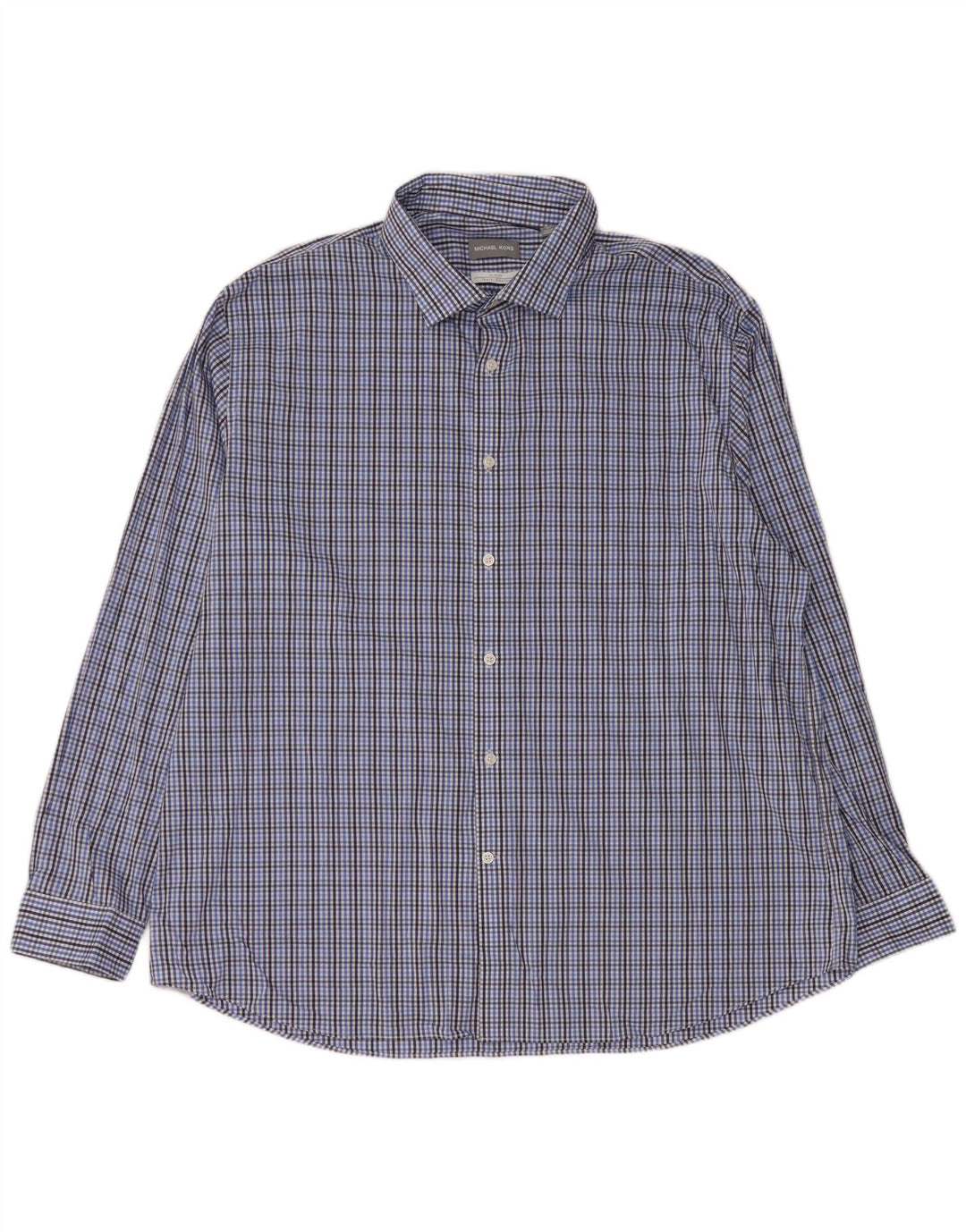MICHAEL KORS Mens Slim Fit Shirt Size 18 1/2 2XL Blue Check Cotton