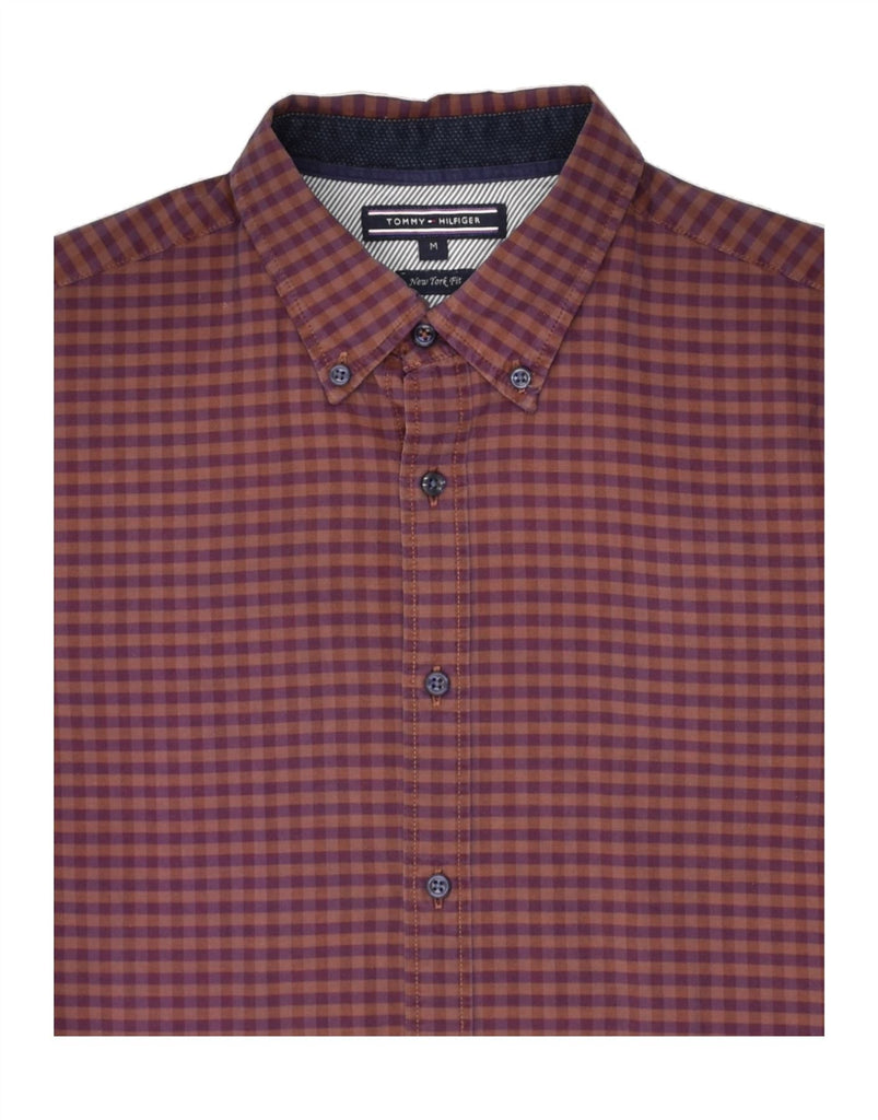 TOMMY HILFIGER Mens New York Fit Shirt Medium Purple Gingham Cotton Vintage Tommy Hilfiger and Second-Hand Tommy Hilfiger from Messina Hembry 