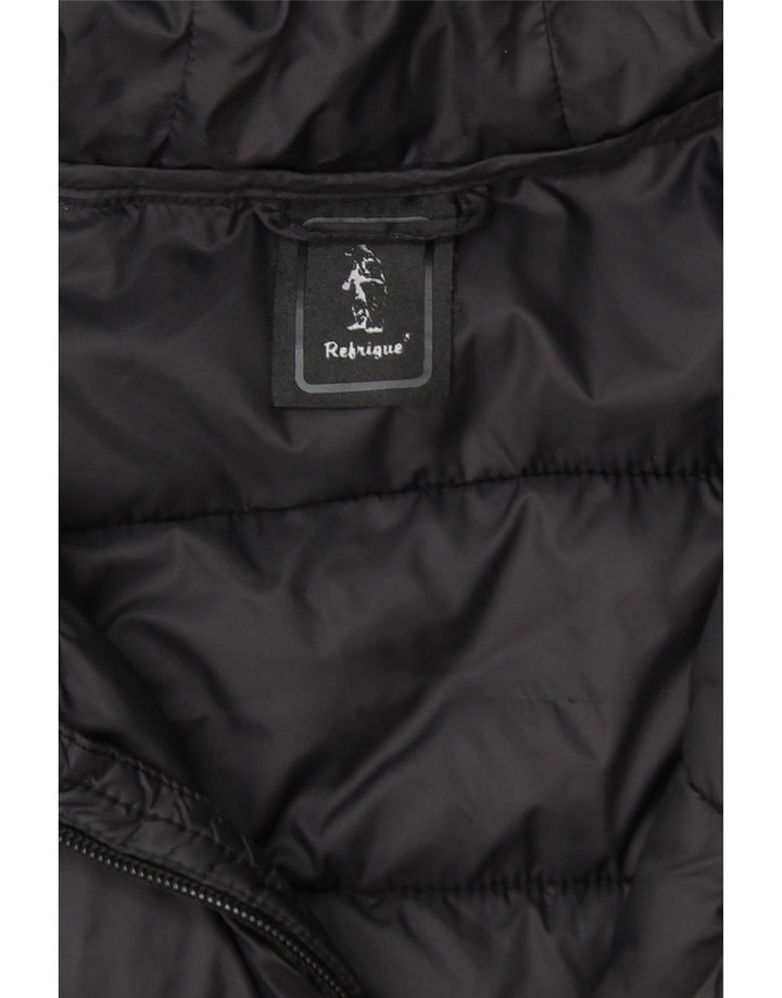 REFRIGUE Mens Hooded Padded Jacket UK 38 Medium Black