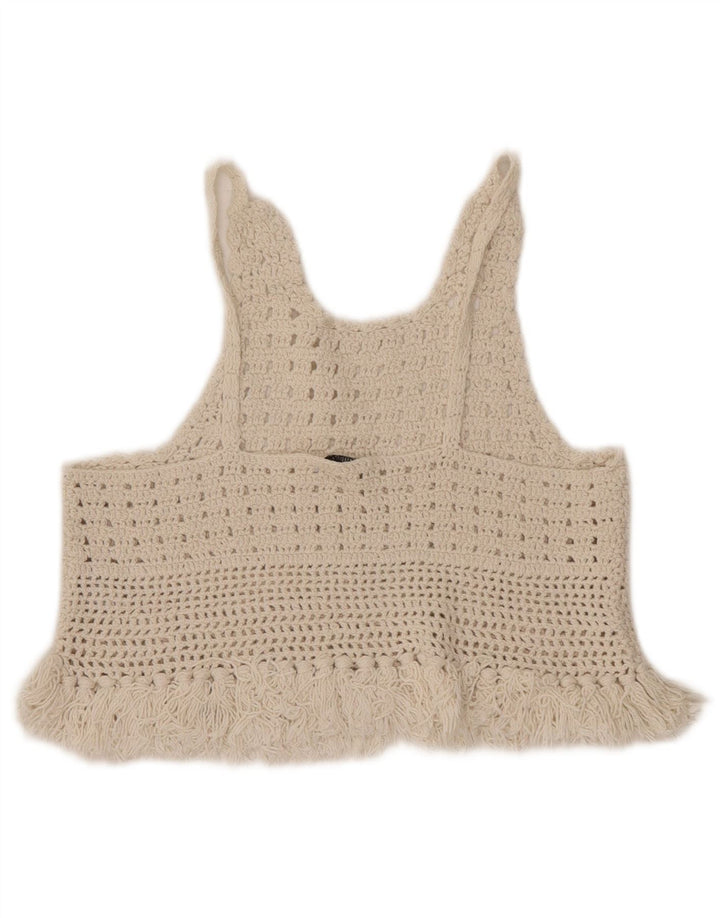 Zara Womens Crochet Cami Top UK 8 Small Off White Cotton