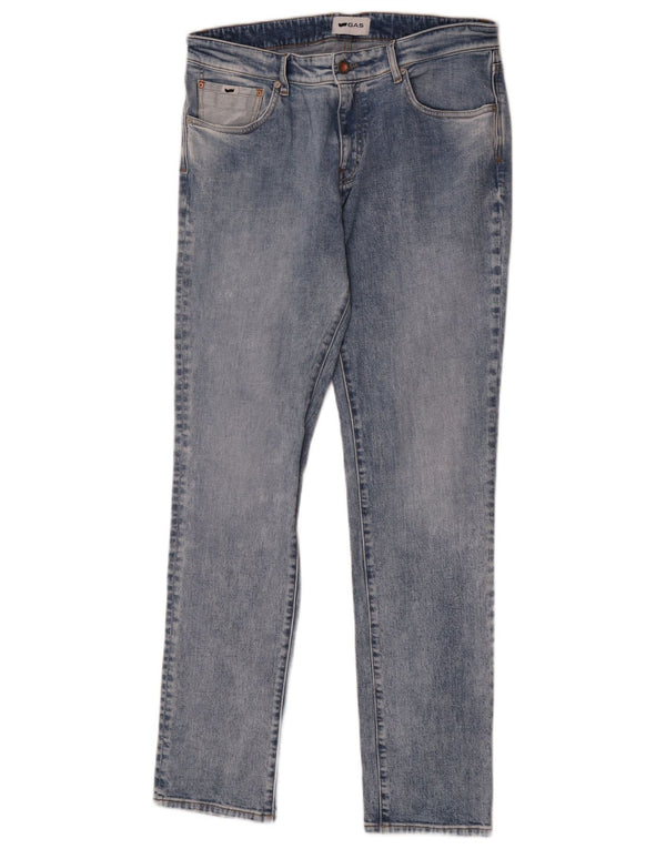 Gas Mens Slim Jeans W33 L32 Blue Cotton