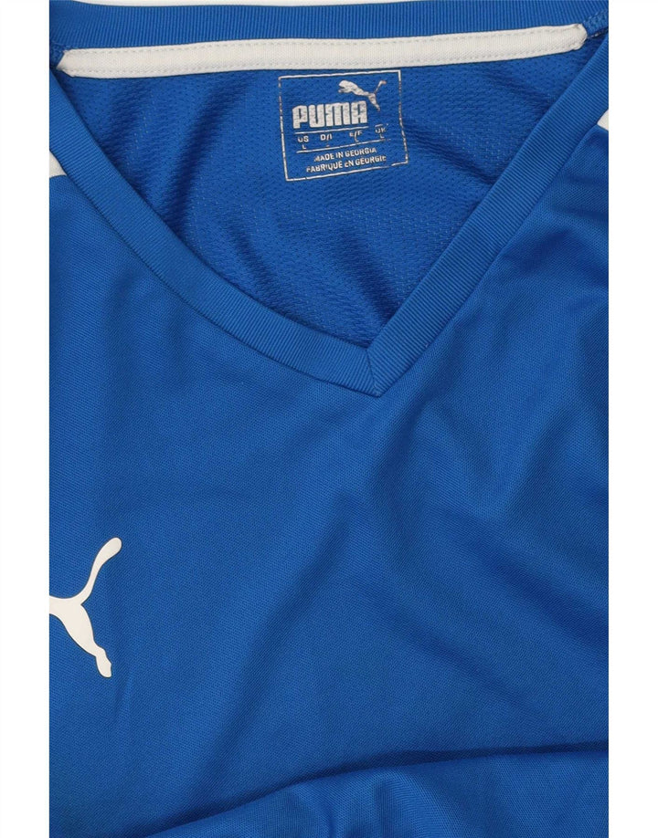Puma Mens T-Shirt Top Large Blue Colourblock Polyester
