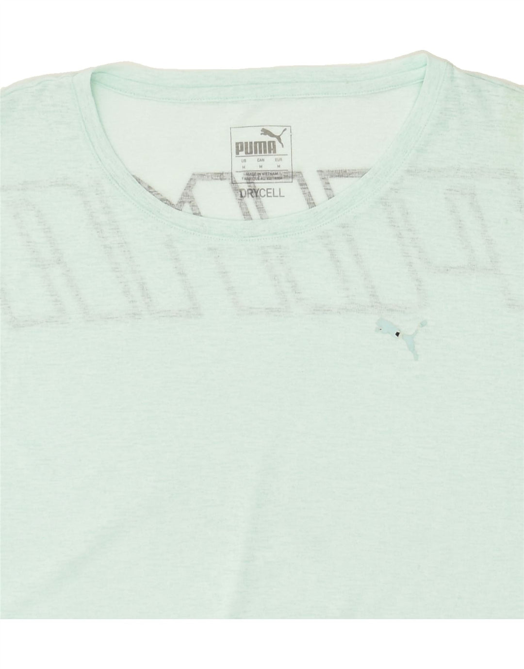 PUMA Womens See Through Graphic T-Shirt Top UK 14 Medium Green | Vintage Puma | Thrift | Second-Hand Puma | Used Clothing | Messina Hembry 