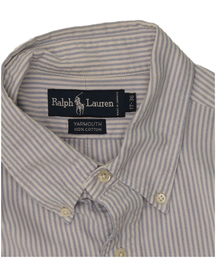 RALPH LAUREN Mens Yarmouth Shirt Size 17 XL Blue Pinstripe Cotton