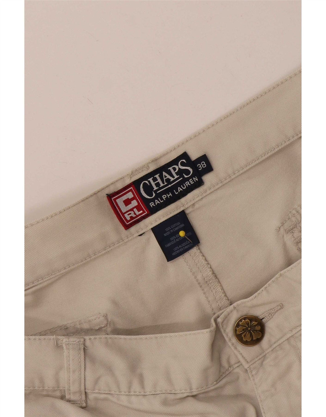 Chaps Ralph Lauren Mens Cargo Shorts W38 XL Beige Cotton