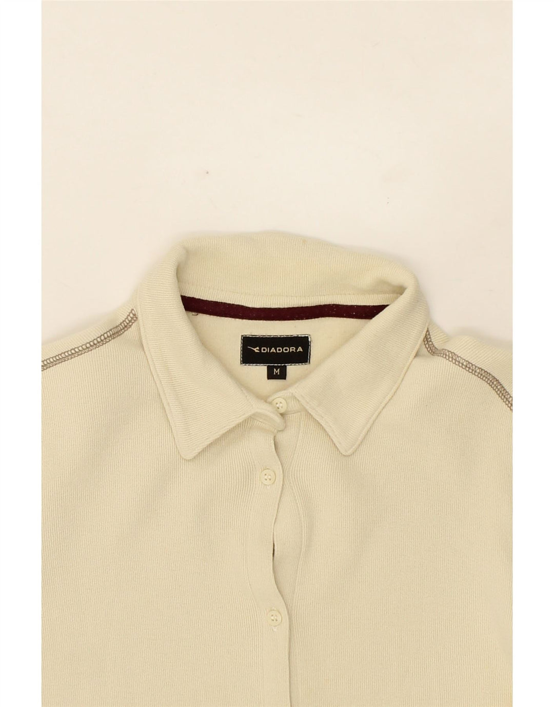 DIADORA Womens Cardigan Sweater UK 12 Medium Beige Cotton Vintage Diadora and Second-Hand Diadora from Messina Hembry 