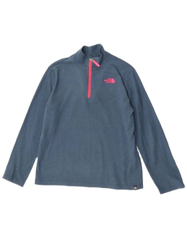 The North Face Girls Zip Neck Fleece Jumper 13-14 Years XL Blue Polyester