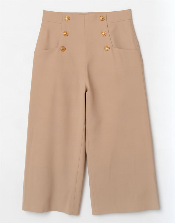 Zara Womens Wide Leg Capri Trousers Medium W28 L22 Beige Polyester