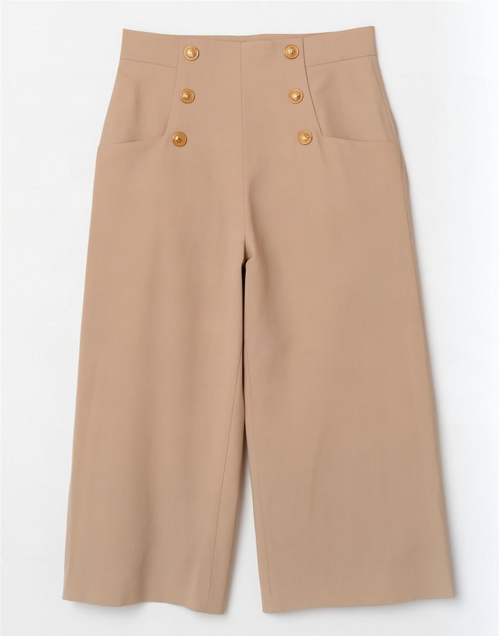 Zara Womens Wide Leg Capri Trousers Medium W28 L22 Beige Polyester