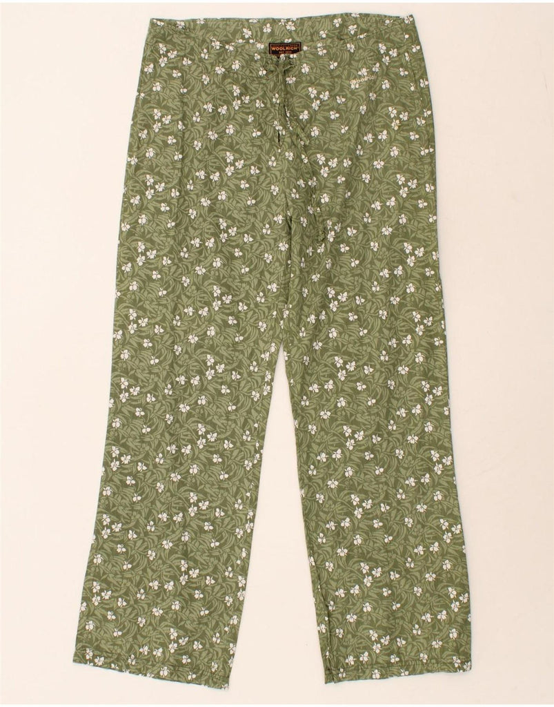 WOOLRICH Womens Straight Chino Trousers W32 L29 Green Floral Vintage Woolrich and Second-Hand Woolrich from Messina Hembry 