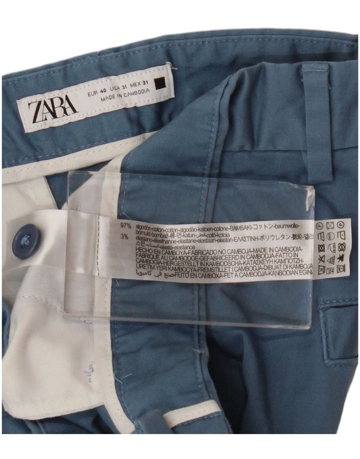 Zara Mens Chino Shorts EU 40 Medium W31  Blue Cotton