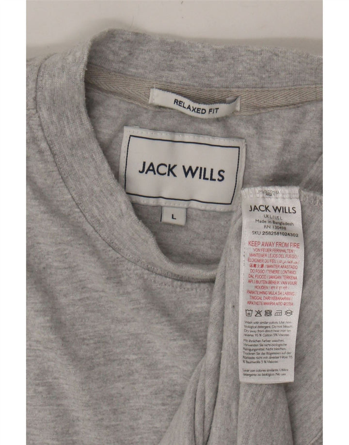 JACK WILLS Mens Relaxed Fit T-Shirt Top Large Grey Cotton Vintage Jack Wills and Second-Hand Jack Wills from Messina Hembry 
