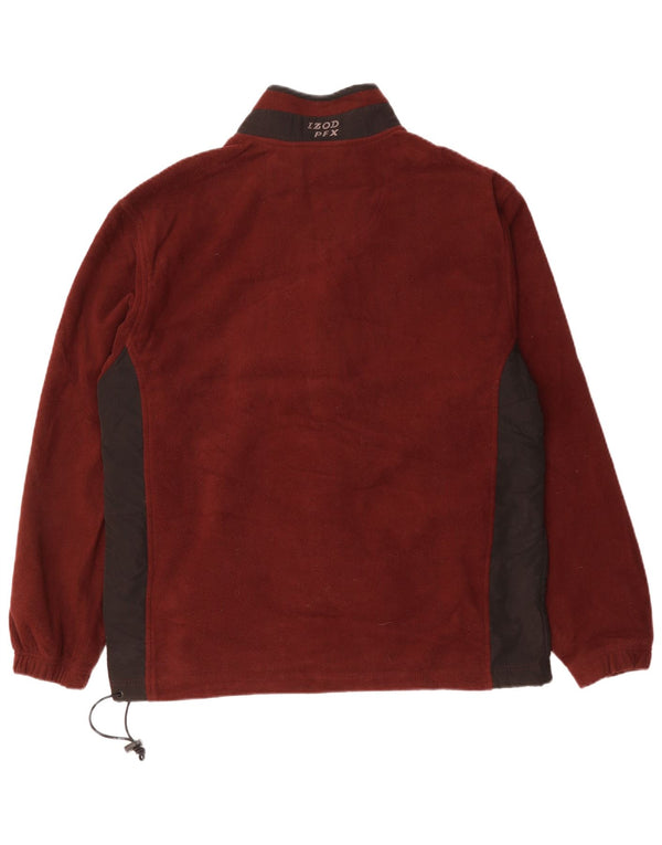 Izod Mens Fleece Jacket UK 40 Large Maroon Colourblock Polyester
