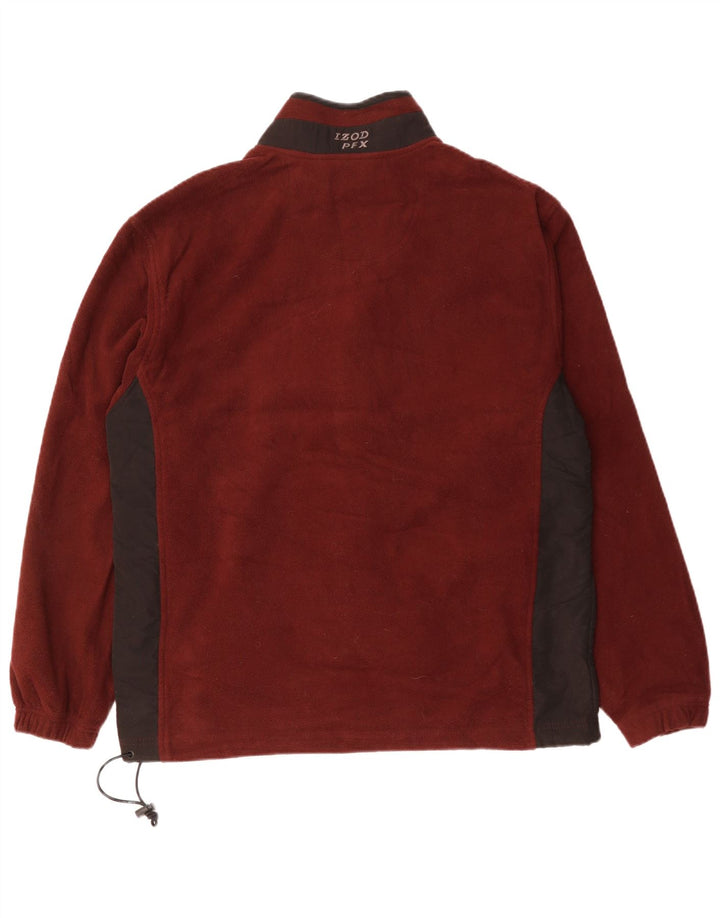 Izod Mens Fleece Jacket UK 40 Large Maroon Colourblock Polyester