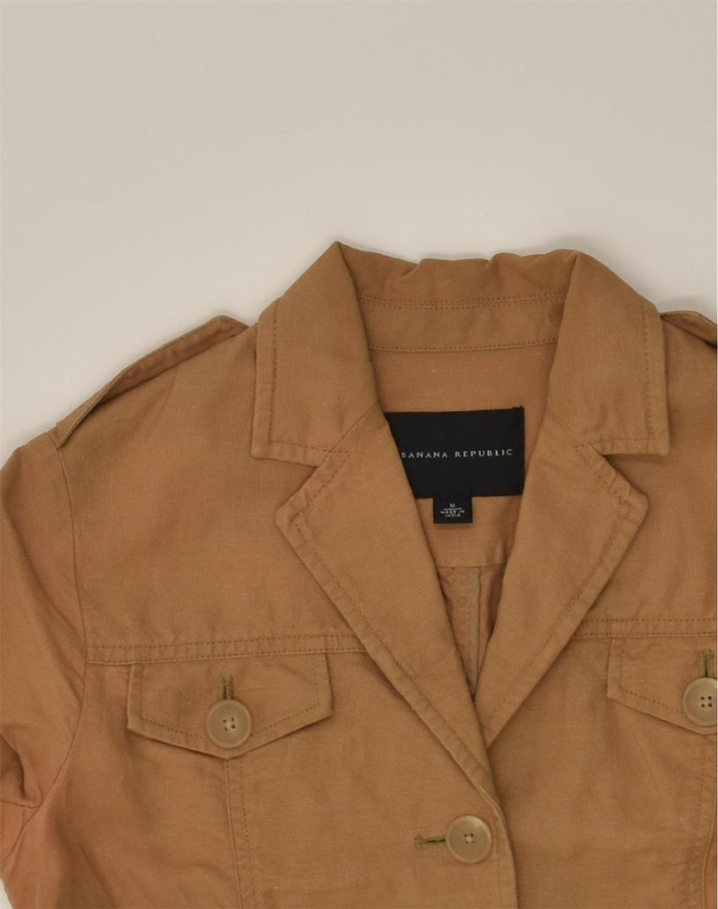 BANANA REPUBLIC Womens Utility Jacket UK 14 Medium Brown Linen | Vintage Banana Republic | Thrift | Second-Hand Banana Republic | Used Clothing | Messina Hembry 